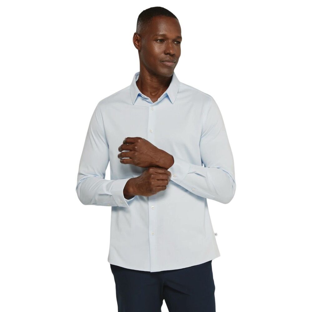 NEW 7Diamonds Men's Girona 4-Way Stretch Long Sleeve Shirt Light Blue Large
